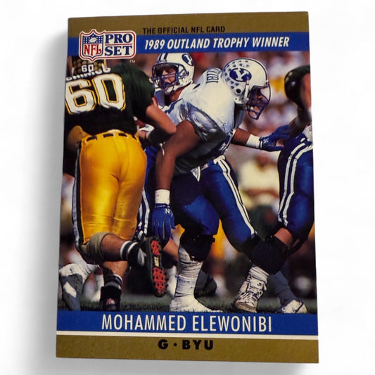 1989 Pro Set NFL Card Mohammed Elewonibi G BYU Rare No Drafted Stripe