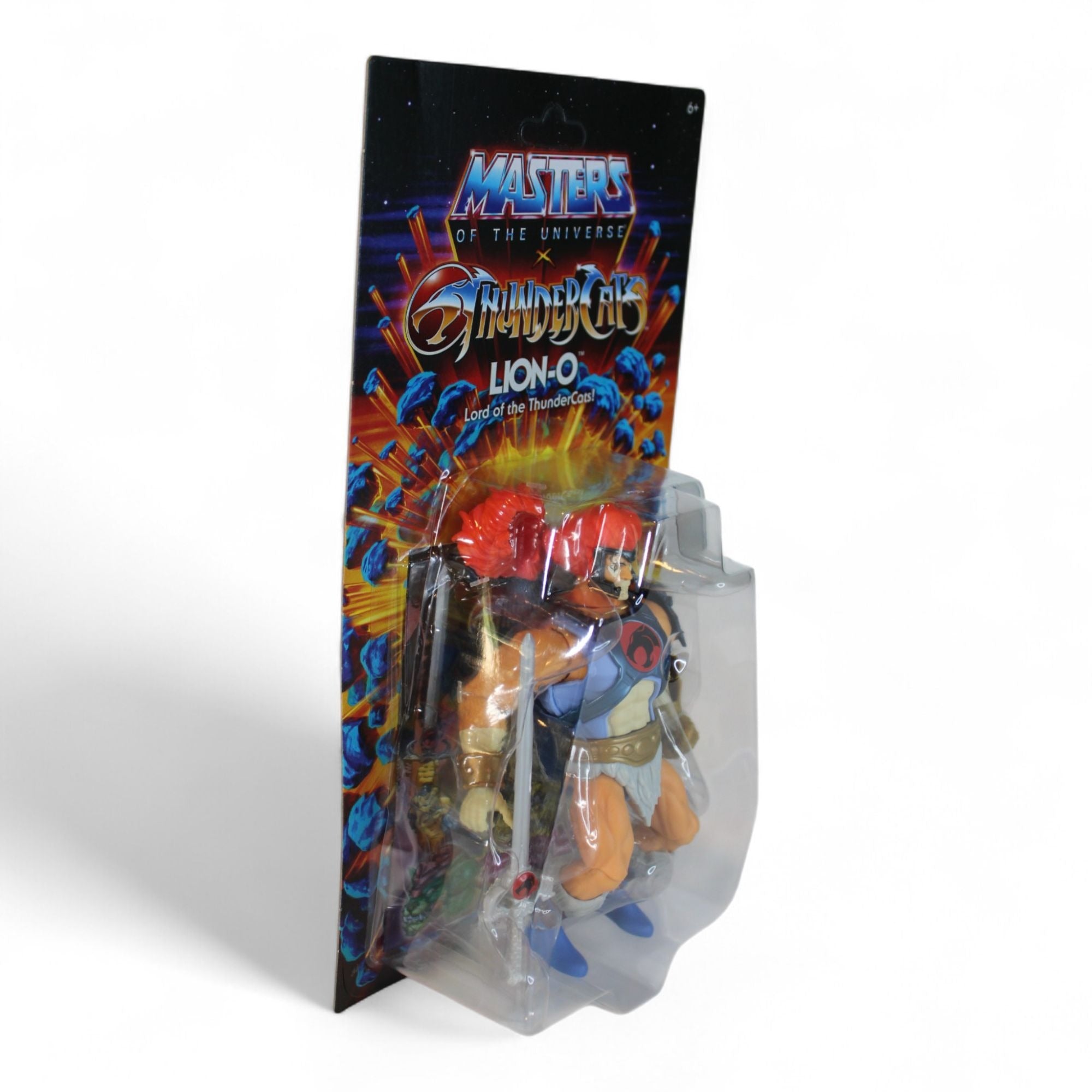 Front side view of packaged Lion-O action figure