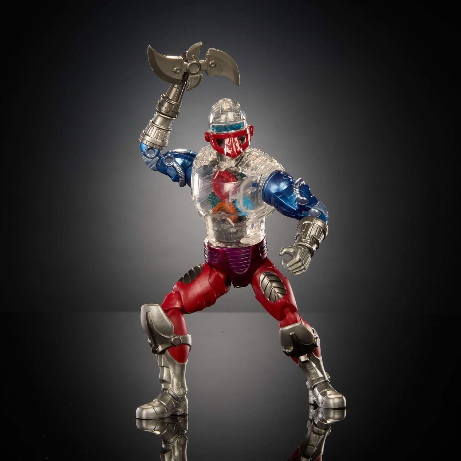Dynamic pose of Roboto Action Figure with axe