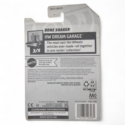 A Hot Wheels Dream Garage “Bone Shaker” 1:64 scale die‑cast car in 60/250 black mainline release, still sealed in its Legends Series packaging.
