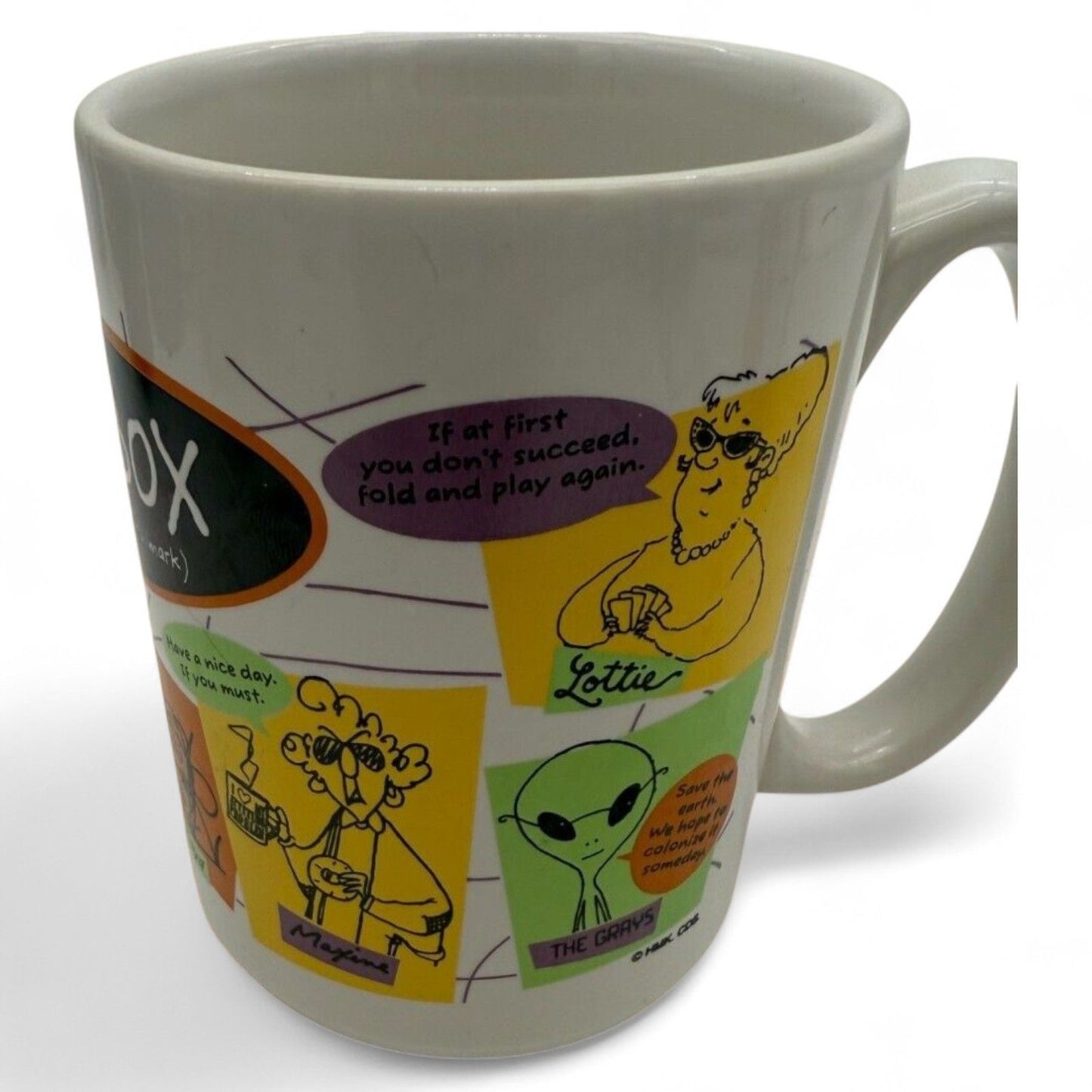 Hallmark Shoebox Coffee Mug Cartoon Comic Humor Vintage Ceramic Gift White