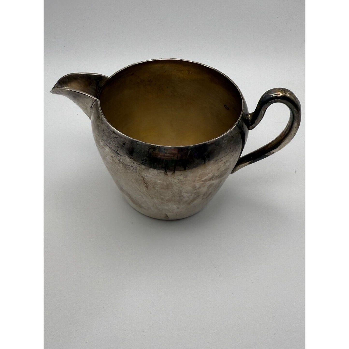 Antique Silverplate Creamer Sugar Tray Set Vintage Silver on Copper Patina
