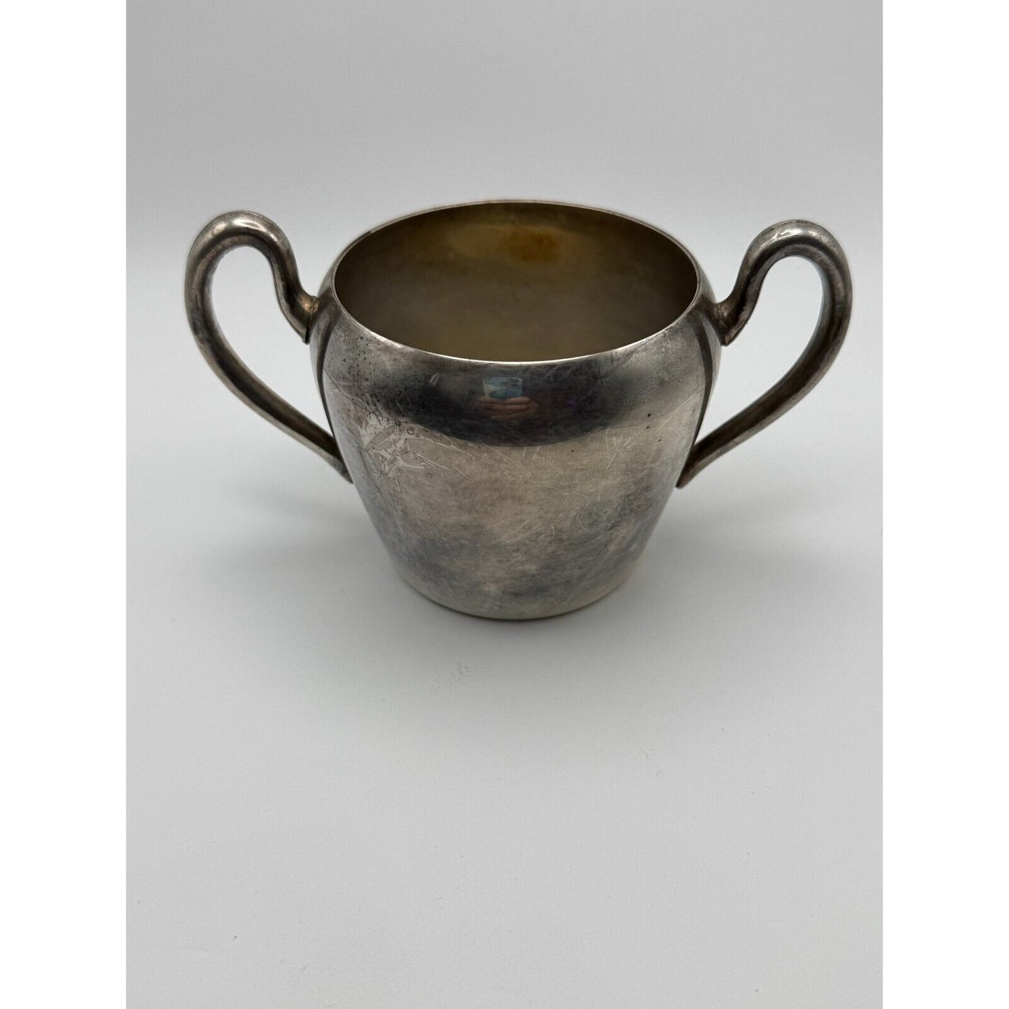 Antique Silverplate Creamer Sugar Tray Set Vintage Silver on Copper Patina