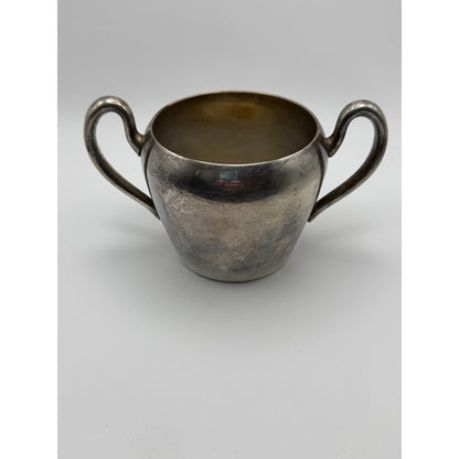 Antique Silverplate Creamer Sugar Tray Set Vintage Silver on Copper Patina