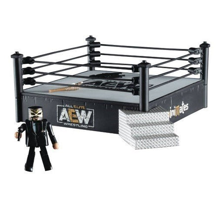 AEW Minimates wrestling ring playset with Excalibur figure and accessories