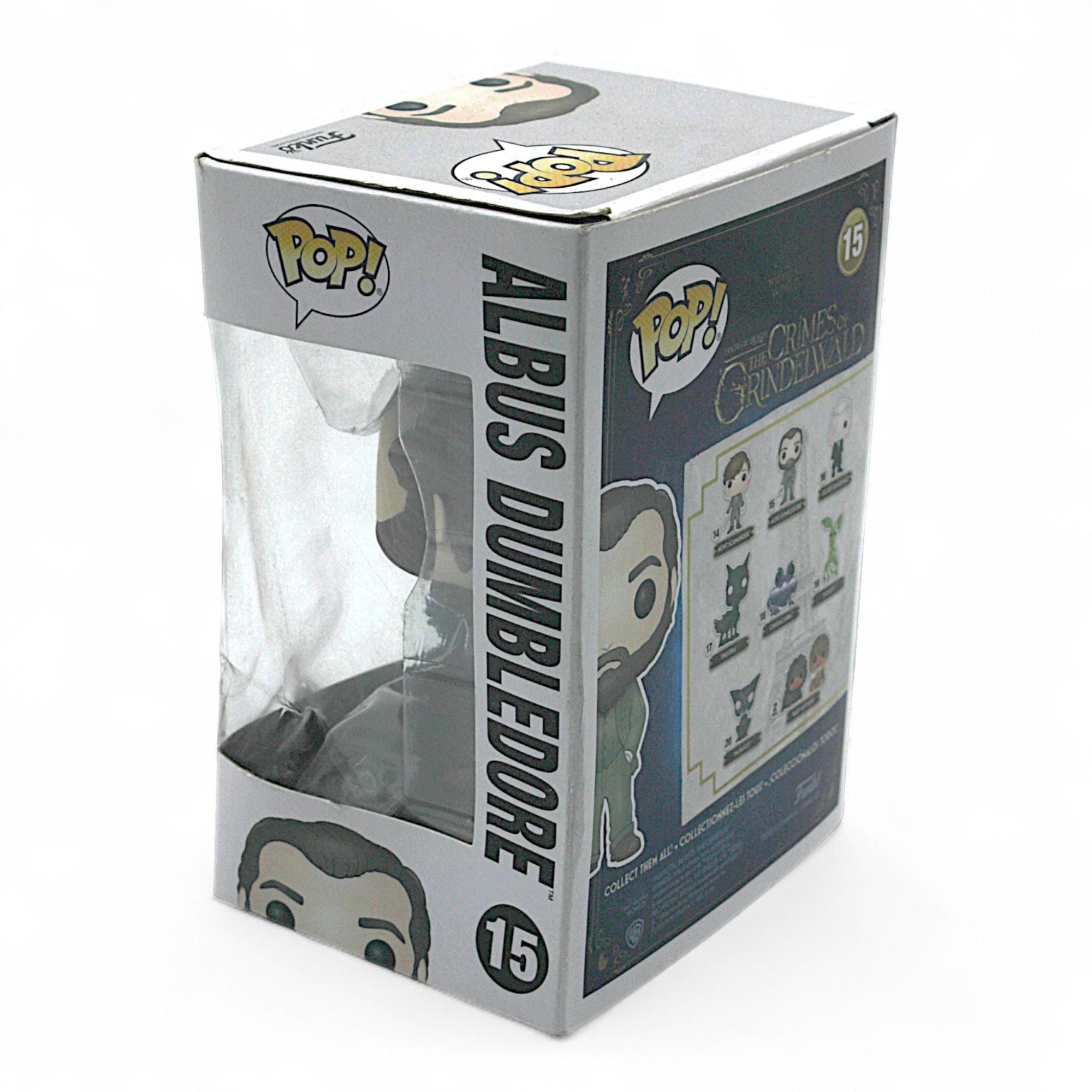 Back view of Albus Dumbledore vinyl figure box showing collection