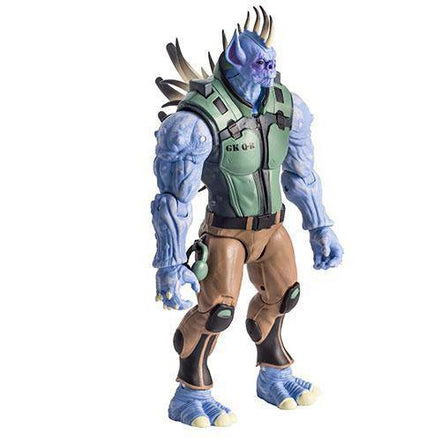 Back view of Quillroy action figure with articulated features