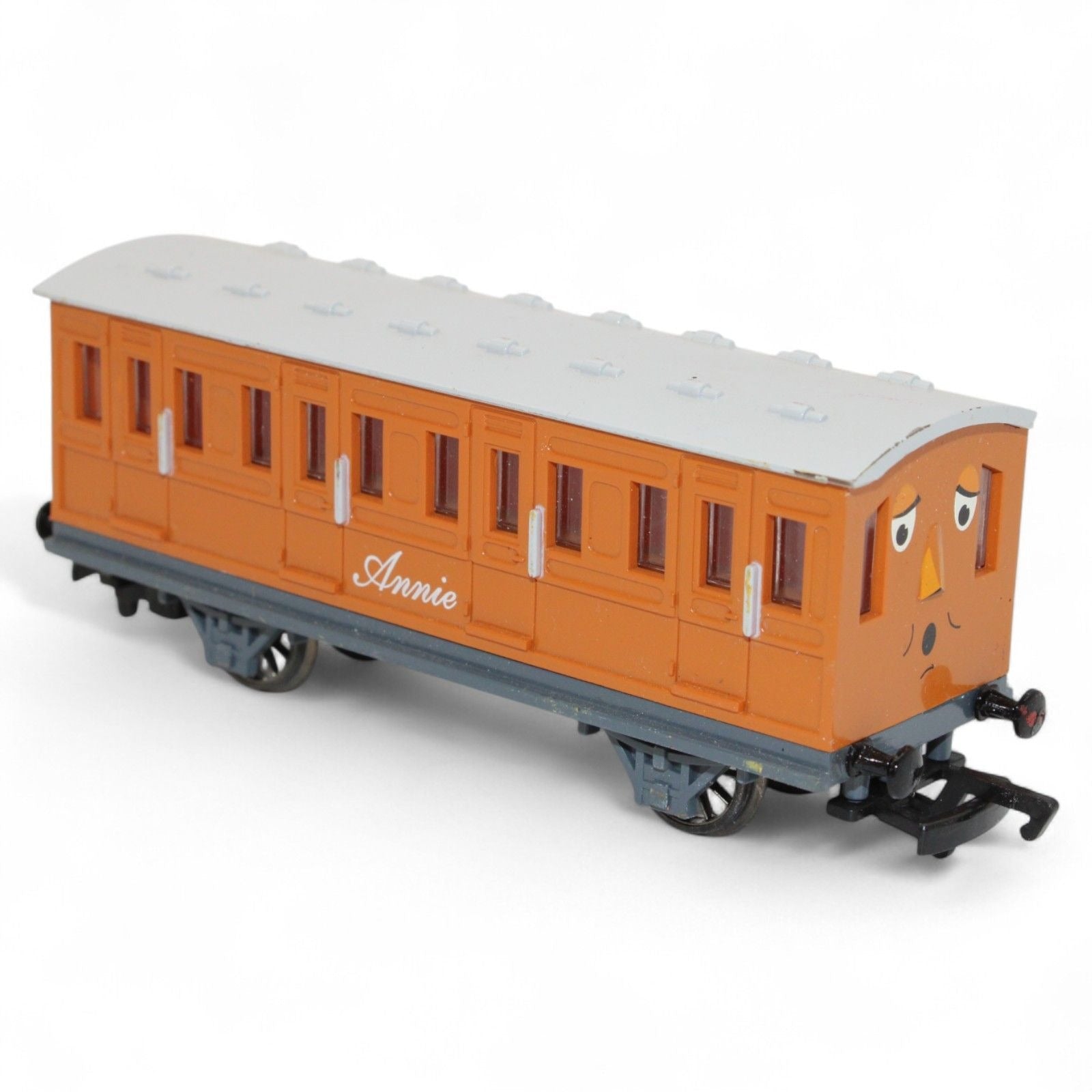 Side view of Annie coach compatible with wooden tracks