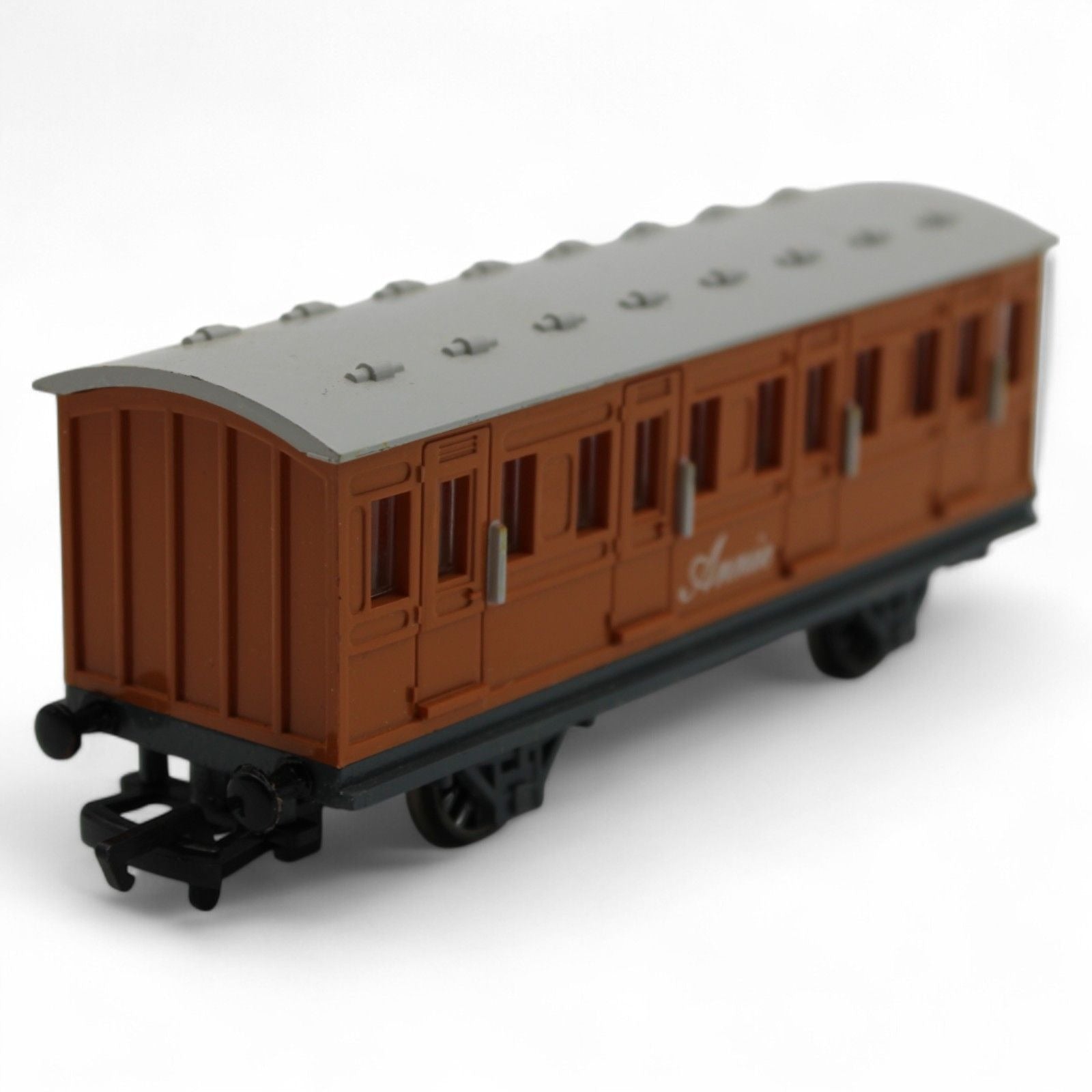 Rear view of Annie passenger coach toy model
