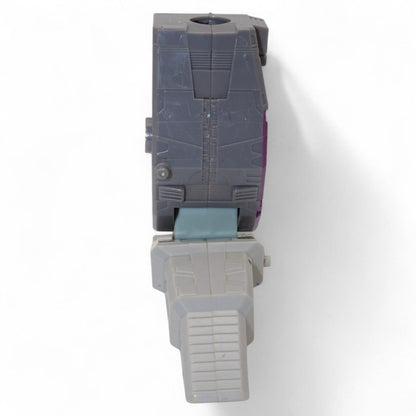 Top view of gray and purple Unicron foot and leg replacement