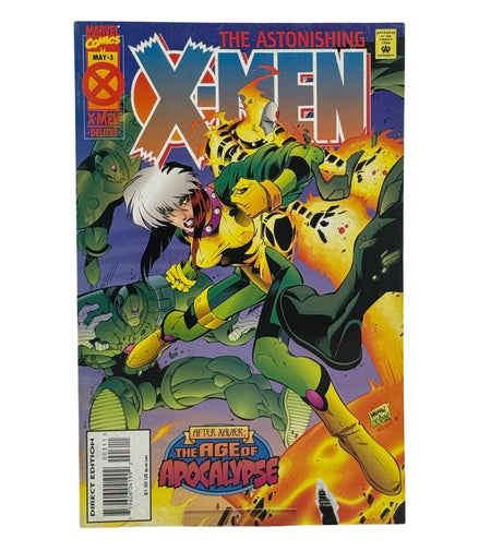 Astonishing X-Men #3 comic cover featuring Rogue in action, May 1995 edition