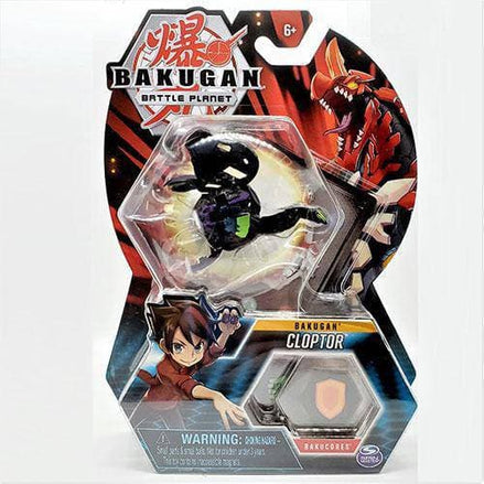 Bakugan Battle Planet Cloptor set packaging with toy and BakuCores