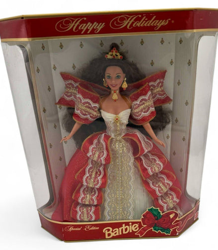 Barbie 1997 Happy Holidays Special Edition Doll in original packaging with red and white gown