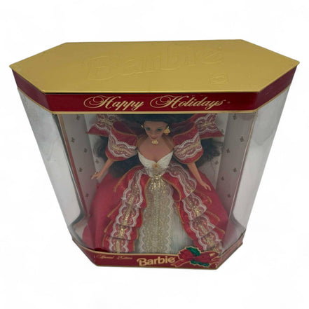 Top view of Barbie 1997 Happy Holidays Special Edition Doll box