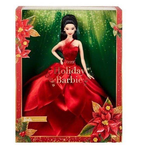 Barbie doll in red gown with long blonde hair