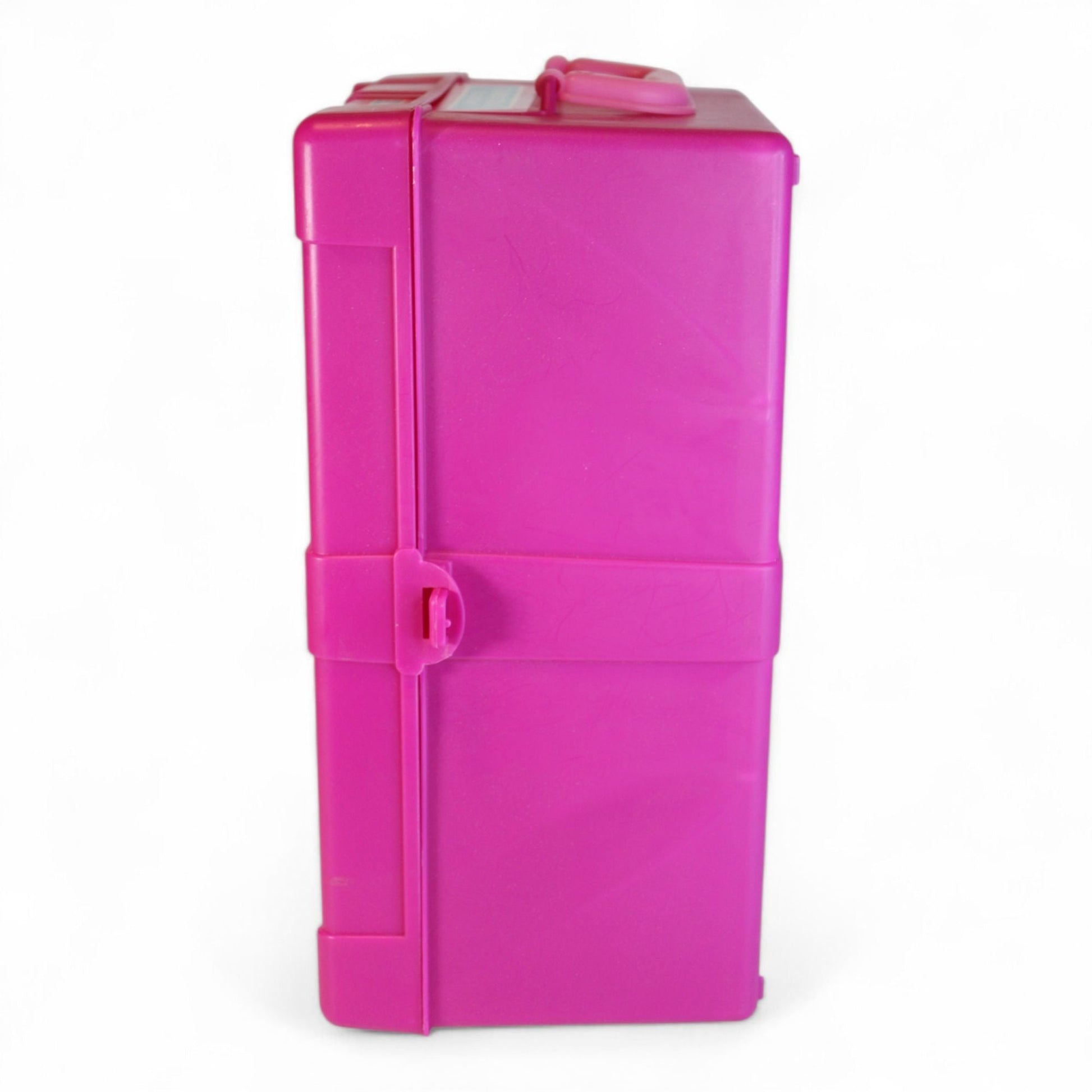 Side view of the pink Barbie Fashionista Travel Case