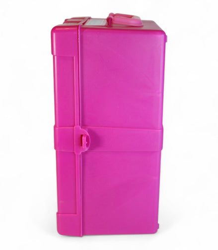 Side view of the pink Barbie Fashionista Travel Case
