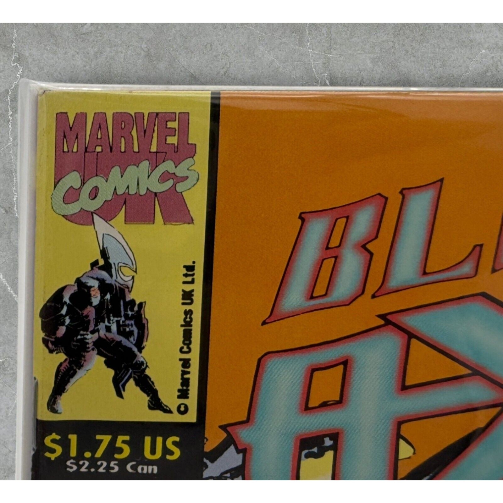 Close-up of Marvel Comics logo on Black Axe #1