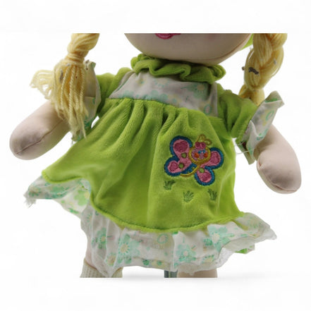 Calplush 16" Plush Doll with Green Butterfly Dress – green dressCalplushDollbraided hairbutterfly embroiderycalplush6