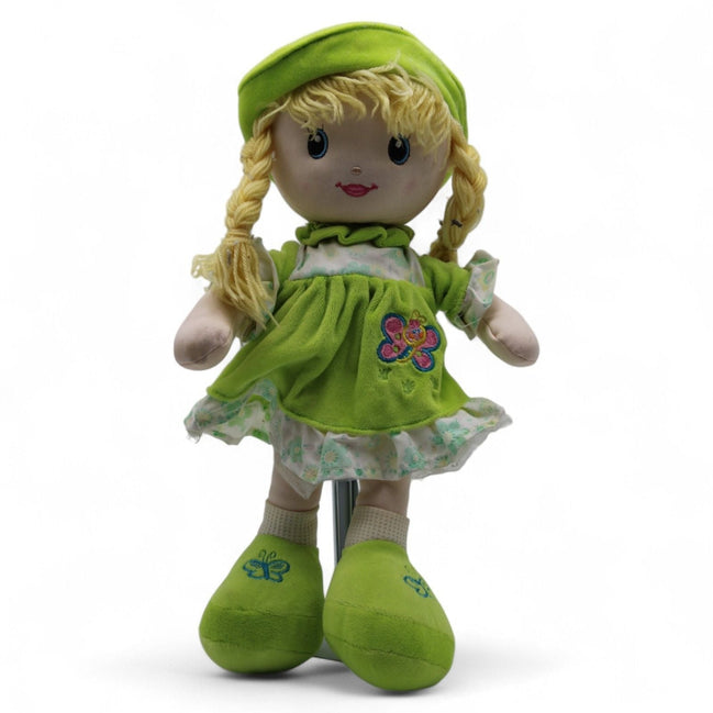 Calplush 16" Plush Doll with Green Butterfly Dress – green dressCalplushDollbraided hairbutterfly embroiderycalplush1