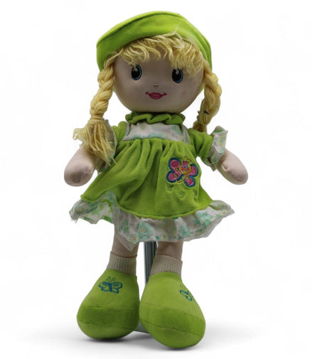 Calplush 16" Plush Doll with Green Butterfly Dress – green dressCalplushDollbraided hairbutterfly embroiderycalplush1