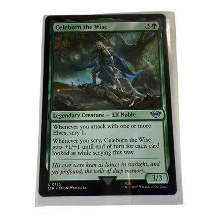 Celebrorn The Wise card featuring a legendary elf noble from Magic: The Gathering