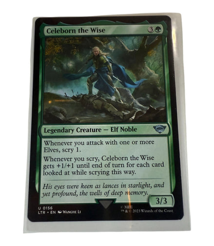 Celebrorn The Wise card featuring a legendary elf noble from Magic: The Gathering