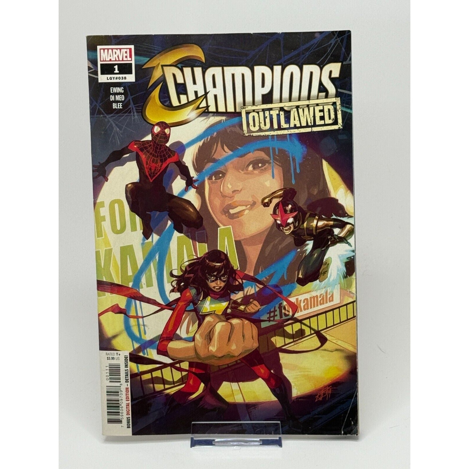 Cover of Champions Outlawed #1 featuring Kamala Khan and Spider-Man