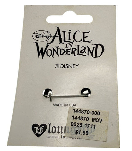 Back view of the Cheshire Cat button pin packaging showing Disney branding