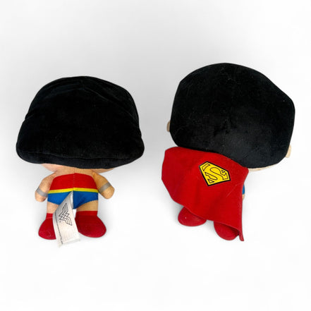 Back view of Chibi Wonder Woman and Superman plush dolls