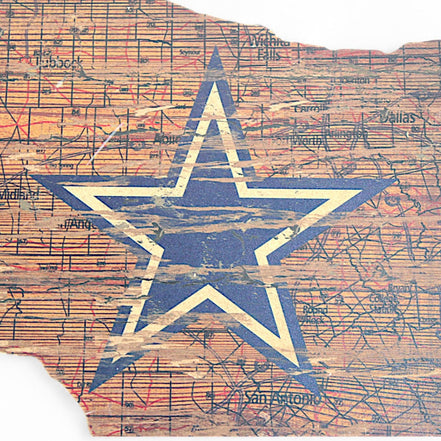 Dallas Cowboys Texas Wall Art – Rustic Wooden State Sign with Star Logo - Flip Side CollectiblesSports - CollectibleFlip Side Collectibles