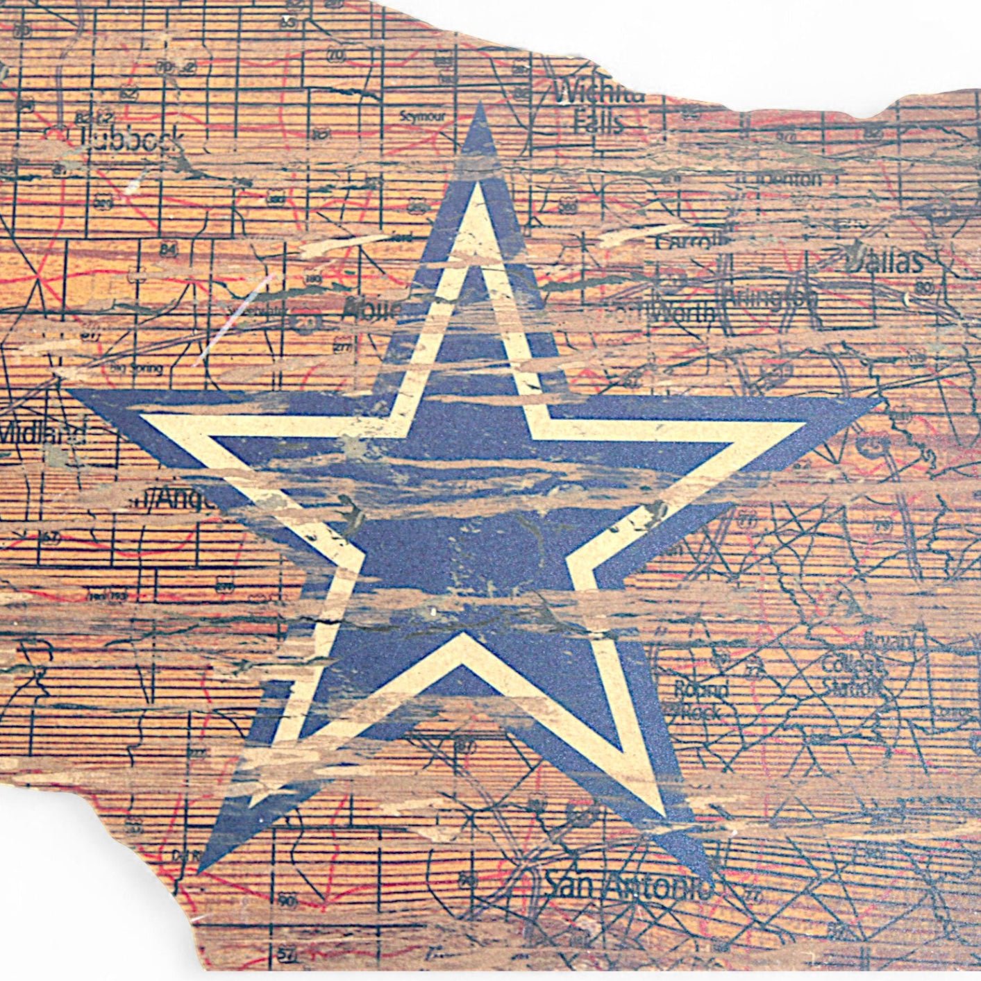 Dallas Cowboys Texas Wall Art – Rustic Wooden State Sign with Star Logo - Flip Side CollectiblesSports - CollectibleFlip Side Collectibles