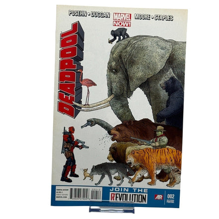 Deadpool #2 Marvel Now comic cover featuring Deadpool with wild animals