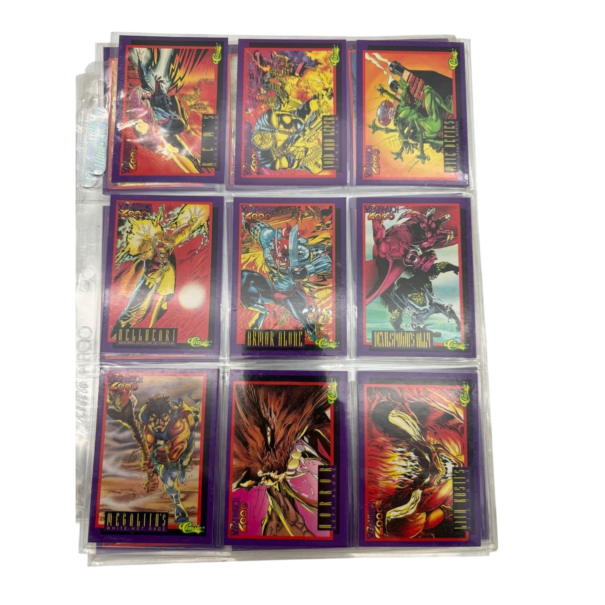 Another set of nine Deathwatch 2000 cards showcasing unique designs