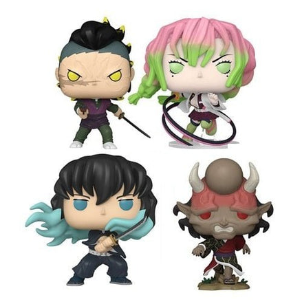Demon Slayer Funko Pop! figures including Genya, Mitsuri, Muichiro, and Hantengu