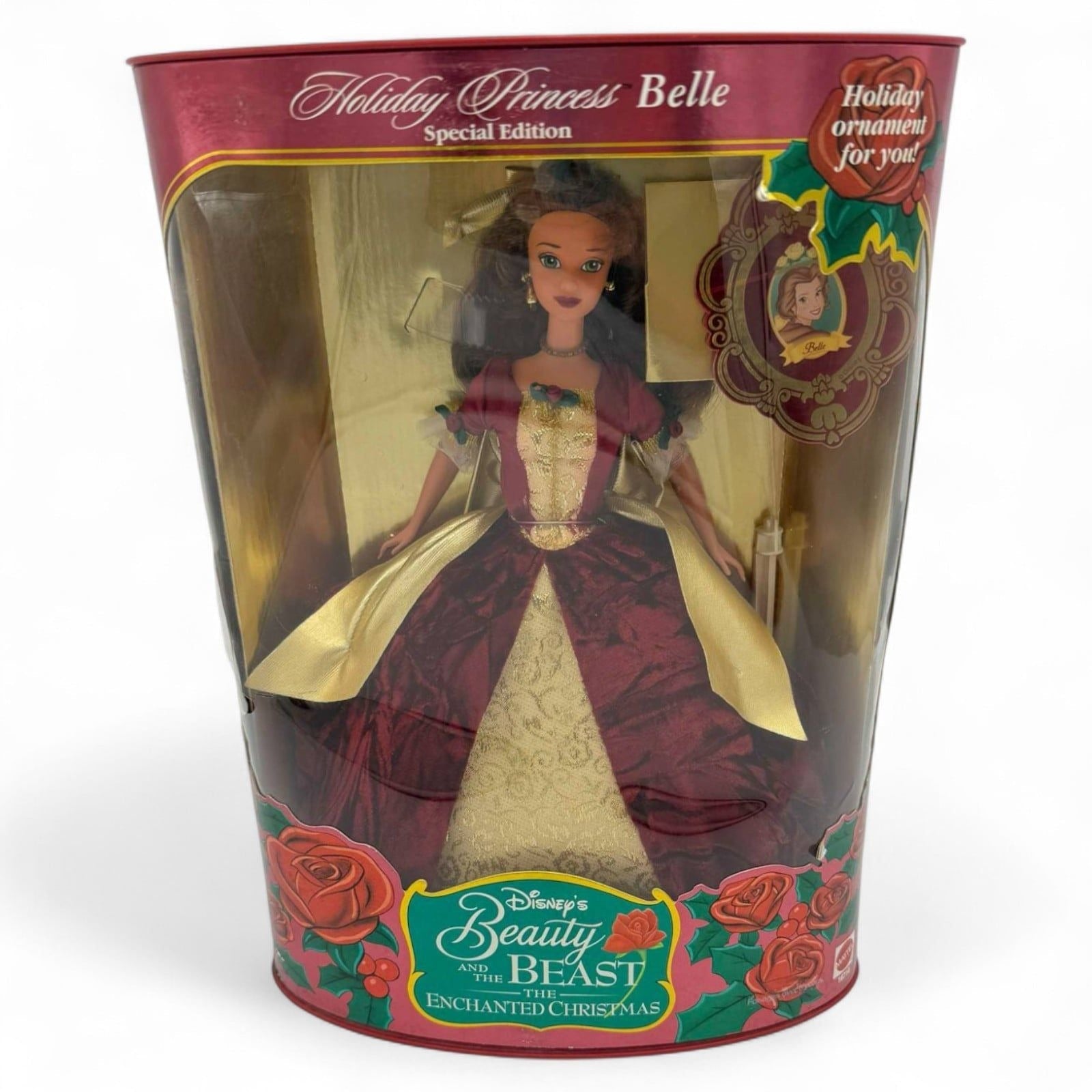 Disney Holiday Princess Belle Doll in packaging, 1997 Enchanted Christmas Edition