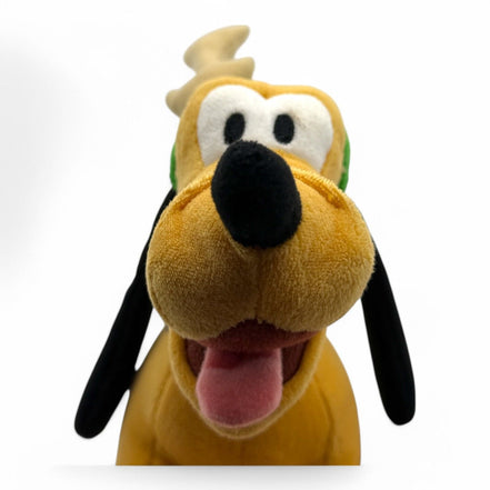 Disney Pluto plush with reindeer antlers and bells