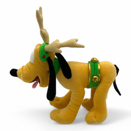 Side view of Disney Pluto reindeer plush toy