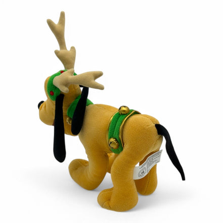 Back view of Pluto plush with festive antlers