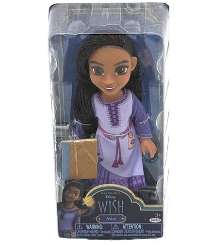 Disney Wish Asha Doll in purple dress with book accessory in packaging
