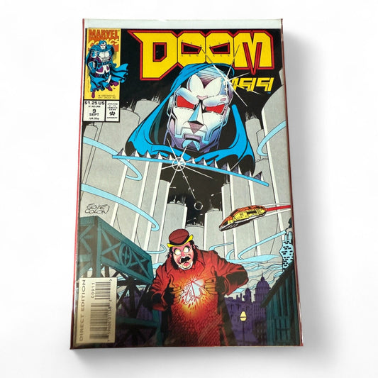 Marvel “Doom 2099” issue #9 (cover‑dated September 1993) featuring Doctor Doom of the year 2099, art and story by Ernie Colon, modern‑age collectible.  
