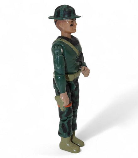 Side view of The Corps Drill Sergeant Whipsaw action figure in green camo