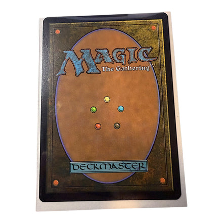 Back of a Magic: The Gathering card showing the Deckmaster logo