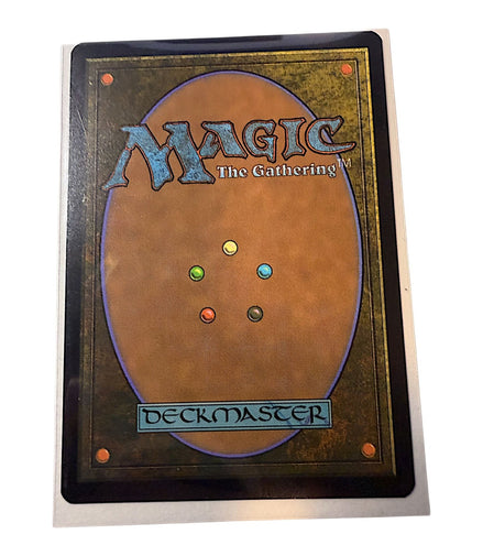 Back of a Magic: The Gathering card showing the Deckmaster logo
