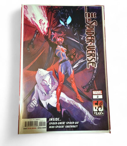 Marvel 60th Anniversary logo on Edge of Spider-Verse #2 comic