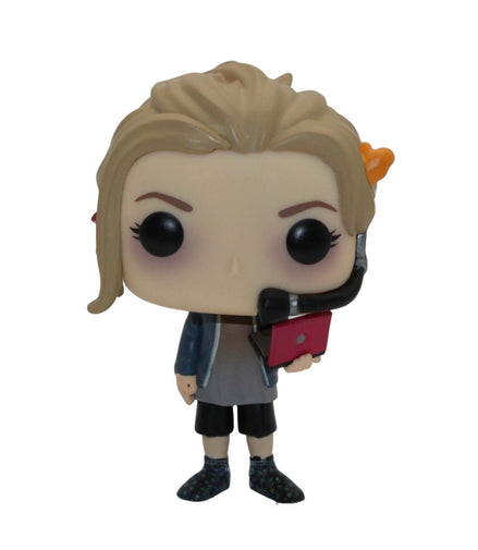 Funko Pop Vinyl figure of Penny from Big Bang Theory holding a computer