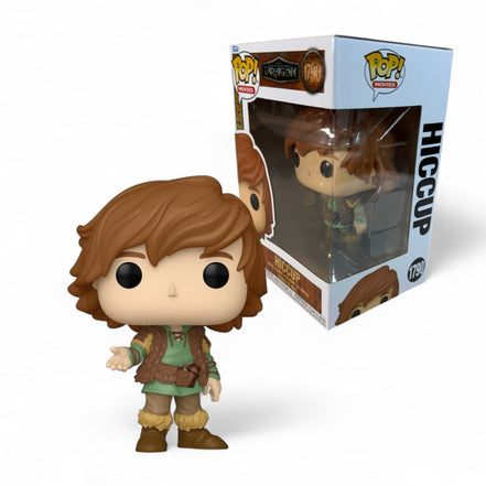 Funko Pop Hiccup vinyl figure standing in front of its box