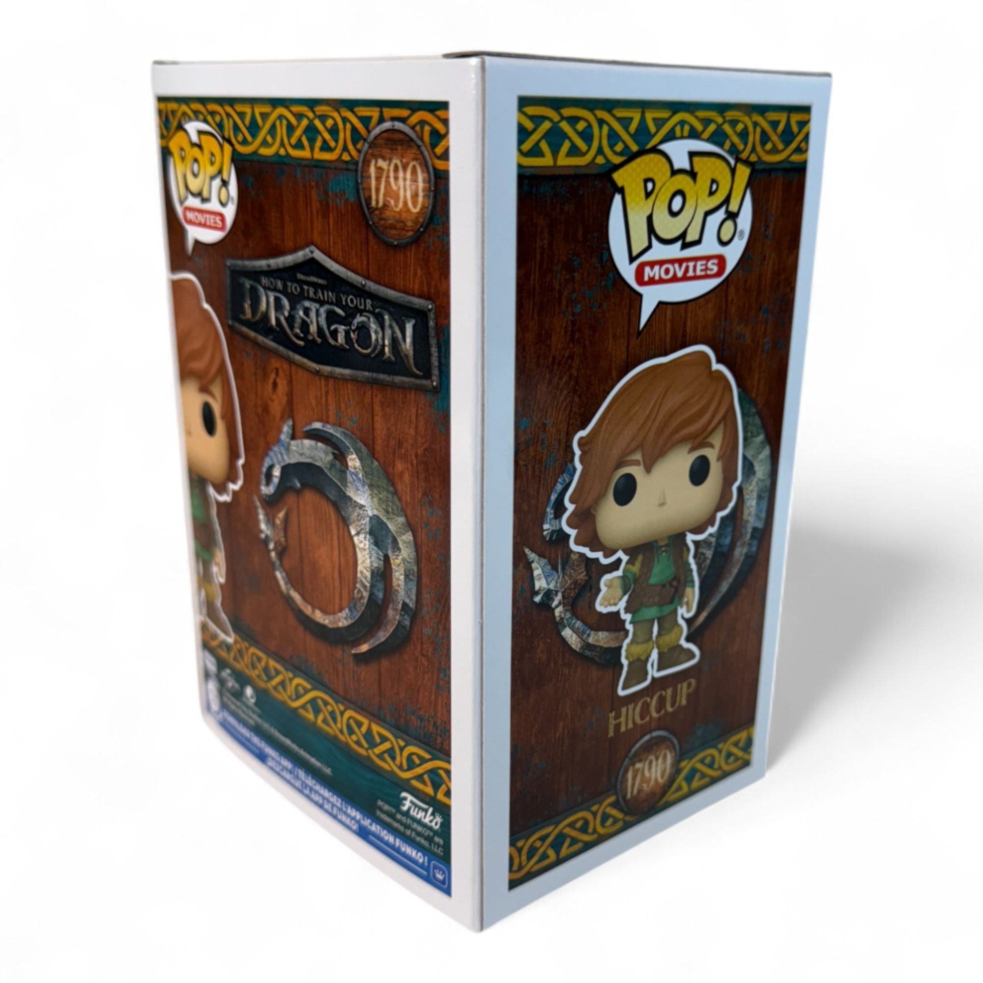 Funko Pop Hiccup vinyl figure standing in front of its box