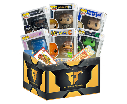 Mystery Grail box with six Funko Pops and game cards
