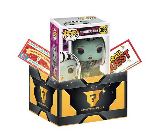 Funko Pop Mystery Grail Box with game and prize cards